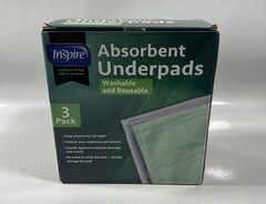 Inspire Washable and Reusable Absorbent Underpads Incontinence 18 x 24 3-Pack