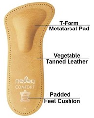 Pedag Comfort 142 orthotic insole pair, leather, lift & spread metatarsal heads