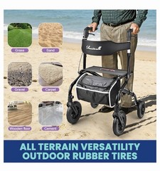 Planetwalk Super Lightweight Rollator Walker with Non-Slip Rubber Wheels