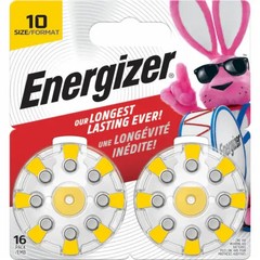 Energizer Hearing Aid Batteries Size 10 Yellow Tab 16 Pack Longest Lasting