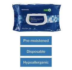 2 McKesson Disposable Wipe Incontinence Washcloth with Aloe and Vitamin E 100 CT