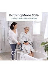 PELEGON Sliding Shower Chair Tub Transfer Bench with Swivel Seat, 360 Rotation