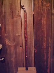 brass HAME handle walking stick natural grown hickory wood shaft made in the USA
