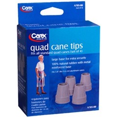 Carex Quad Cane Tips 100% Natural Rubber with Metal Reinforced Base 5/8 Inches