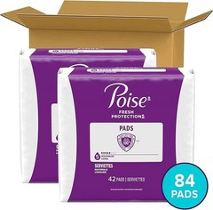 Poise Incontinence Pads, Maximum Absorbency, Regular & Long, 84 count