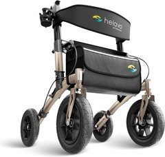 All Terrain Walker Rollator with 12″ Pneumatic Tires – Gold, Lightweight & Fo…
