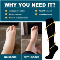 3 Pares Medias Calcetines De Compresion Para Hombres Y Mujeres Best 15-20 Mmhg