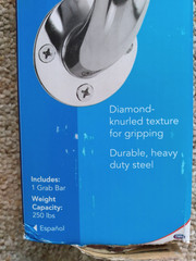 Carex 24″ Bath Grab Bar Holds 250 Lbs Diamond Knurled Texture For Grip ~ New