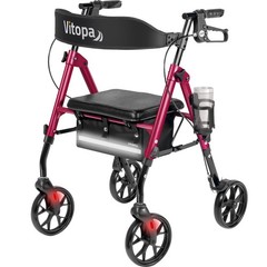 Vitopa Rollator Walker w/ Seat 350lb 8in Wheel Foldable