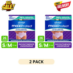 2 Pack Always Discreet Womens Incontinence Underwear S M 26 Count MaxiProtect