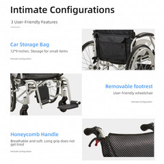 FDA Lightweight 21lb Portable Wheelchair 6-Tire All Terrain for Elderly Disabled