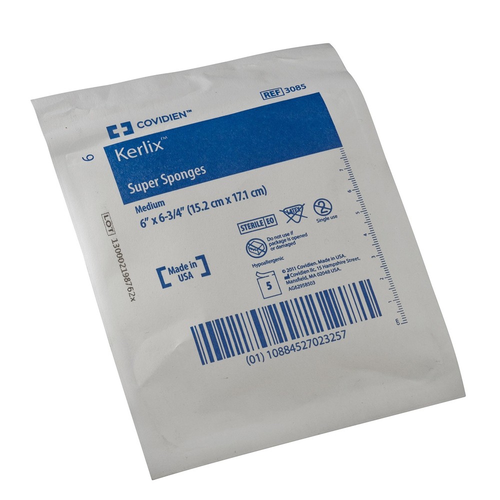 Covidien 3085 Kerlix Super Sponge, Medium, Sterile 5’s in Soft Pouch (Pack of…