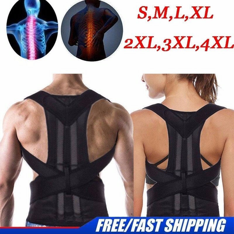 US Men/Women Adjustable Posture Corrector Spine Support Shoulder Back Brace Belt