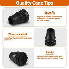 4Pcs Cane Tips 3/4 Inch Heavy Duty Rubber Cane Tips Anti Slip TPR Replacement