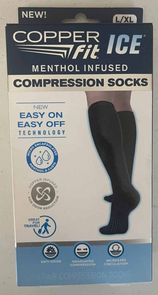 Copper Fit Ice Menthol Infused Unisex Compression Socks L/XL