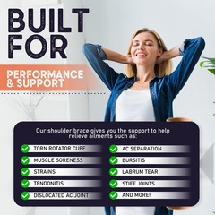 Copper Joe Compression Shoulder Brace for Women & 1 Count (Pack of 1), Black