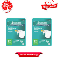 2 Pack Assurance Unisex Stretch Briefs with Tabs S/M 34 Count Each, Total 68 Ct