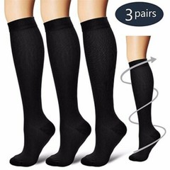 3 Pack Copper Compression Socks (10-15mmHg) Moisture Wicking Support Stockings++