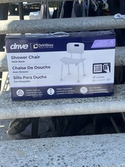 Drive DeVilbiss Shower/Bath Chair w/ Backrest, Adjustable, Non-Slip RTL12202KDR