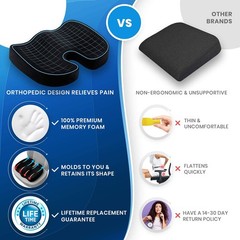Memory Foam Seat Cushion for Office Chairs & Car Tailbone Pain Relief Seat