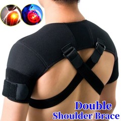 Double Shoulder Support Brace Torn Rotator Cuff Compression Sleeve Pain Relief