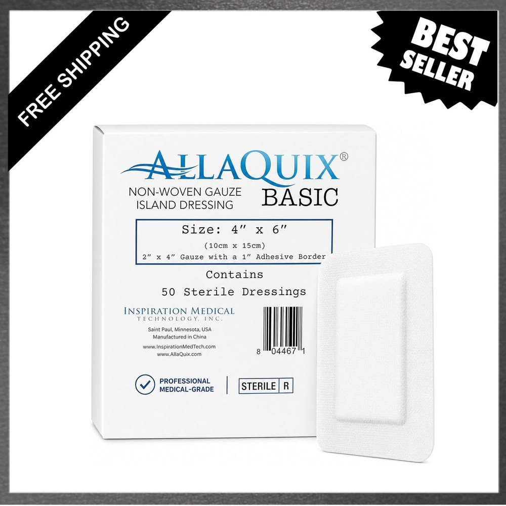 Sterile Gauze Island Dressing, Non-Woven, Medical-Grade Adhesive, 4×6 Inches
