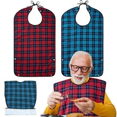 XKDOUS 2pcs Adult Bibs For Men Washable, Reusable Waterproof Large Bibs For Adul
