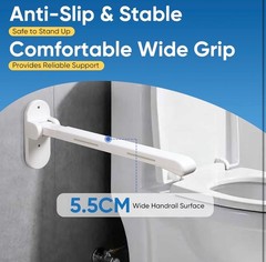 26.8″ Flip-Up Toilet Grab Bar with Glow Strips for Enhanced Safety & Support