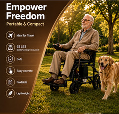 Lightweight Folding All Terrain Electric Wheelchair 500W Power For All Ages
