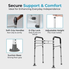 Toilet Safety Rails with Handles – Adjustable Toilet Safety Frame for Seni