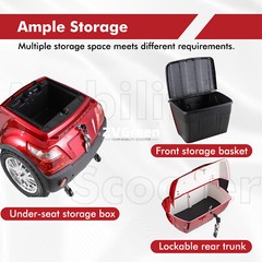 4 Weels Heavy Duty Mobility Scooters 500lbs Capacity 800W 31 miles w/Remote Key