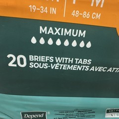 Depend Fresh Protection With Tabs Briefs S/M 20 Count Maximum Absorbency Unisex