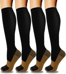 3 Pairs Copper Compression Socks 10-20mmHg Moisture Wicking Support Stocking XXL