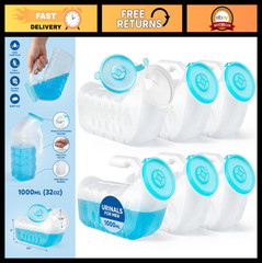 Portable Glow-in-the-Dark Urinals for Men – 6 Pack Reusable Bedside Pee Bottles,