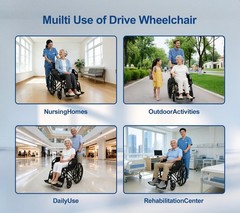Lightweight Elderly Transport Wheelchair Portable Folding Transport Chair 220LBS