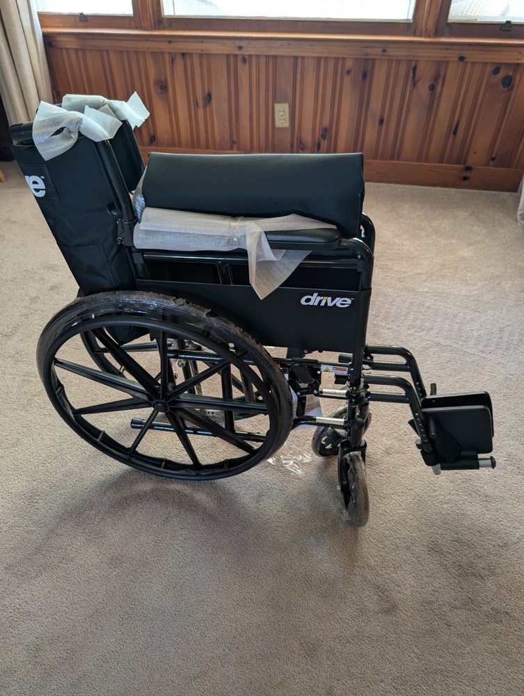 Drive Medical Silver Sport 1 Folding Transport Wheelchair Lightweight Mobility