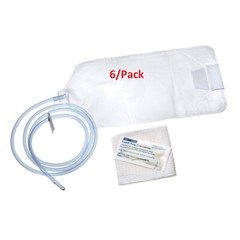 6 Pack, Cleaning Enema Bag Set With Soap & Drape 1500 mL, Slide Clamp, #AS330