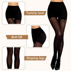 2 Pairs Compression Pantyhose for Women Shaping Black Tights 1015mmHg Support…