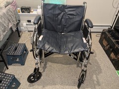Medline Manual Folding Wheelchair, Manual Power, 4 Wheels, Black