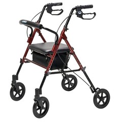 Graham-Field RJ4718R Lumex Set N‘ Go Adjustable Walker with Wide Seat, Burgundy