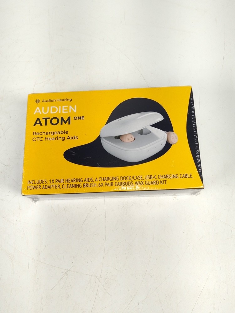 Audien Hearing Atom One OTC Hearing Aids Wireless Rechargeable Beige
