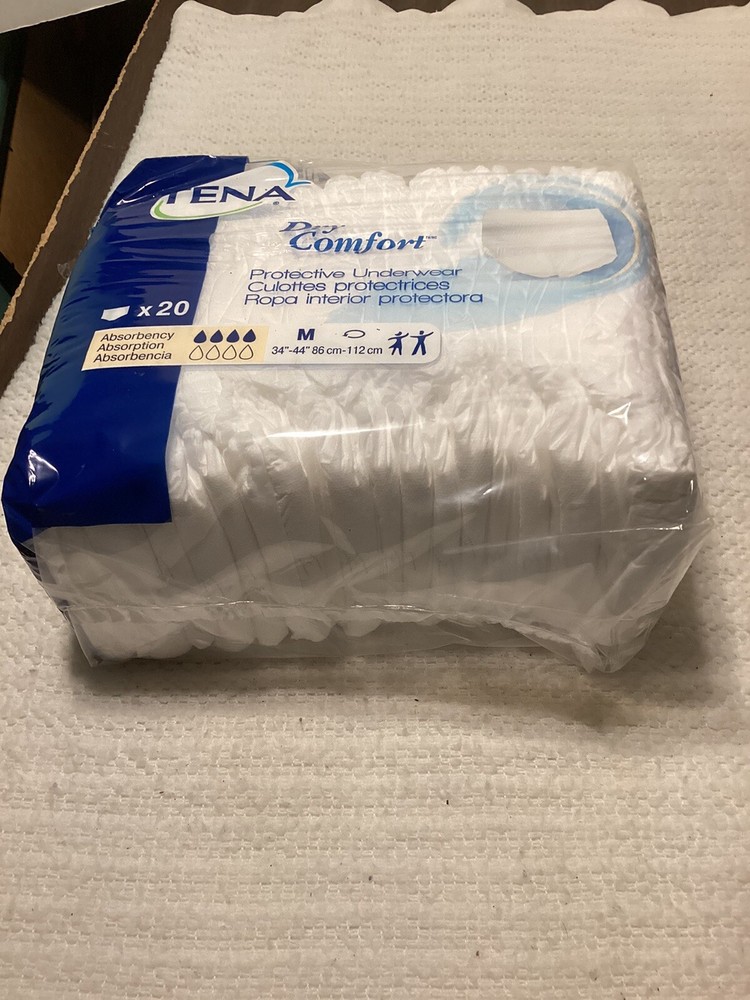 TENA DRY COMFORT PROTECTIVE DISPOSABLE UNDERWEAR BRIEFS Size M- 20 Ct NFS
