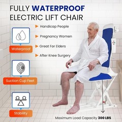 Electric Bath Lift Chair 300 Lb Capacity Waterproof Battery Powered Mobi-Lift