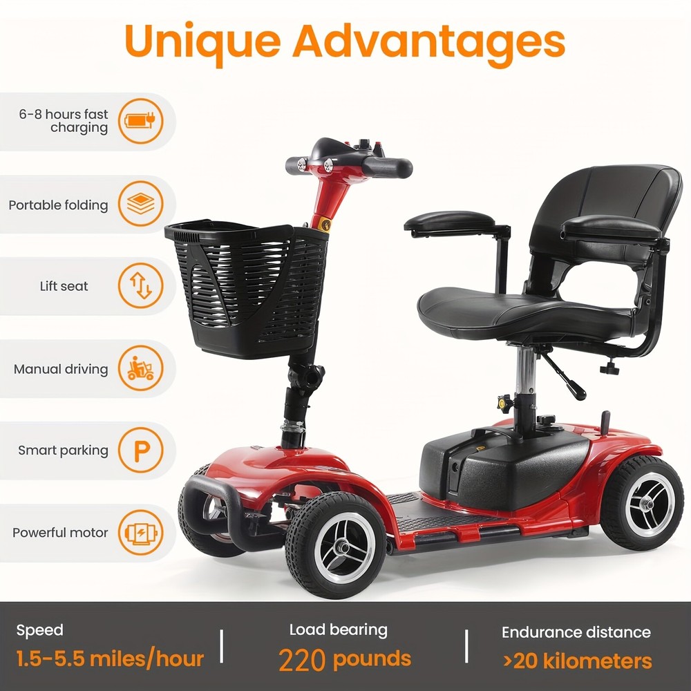 Pro 4 Wheel Mobility Scooter Power Folding Travel Electric Wheelchairs Scooter
