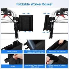 Foldable Walker Basket with Cup Holder | Large Capacity Walker Bag for Seniors,
