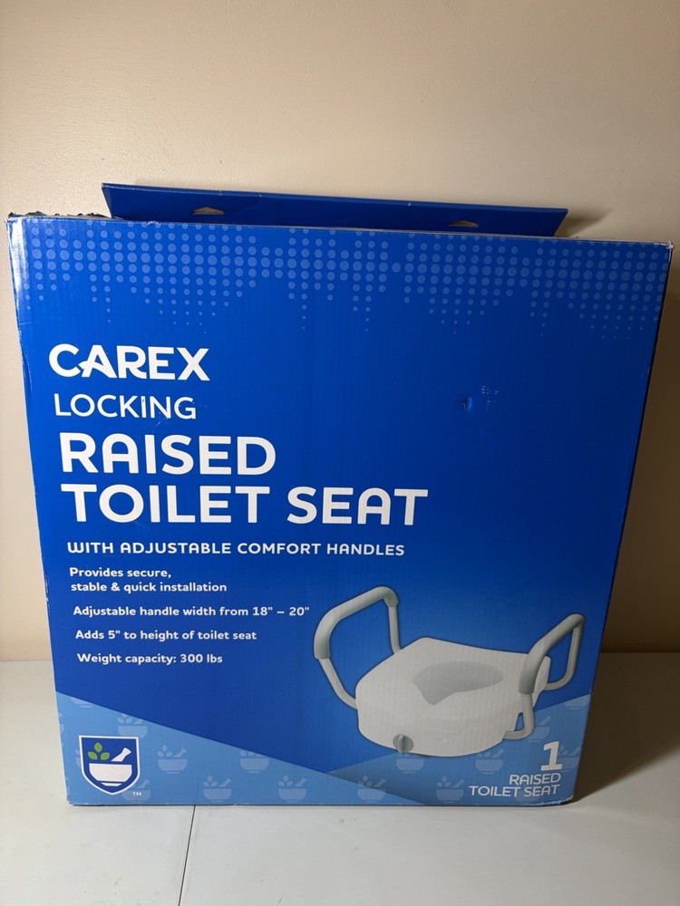 Carex Locking Raised Toilet Seat w/ Adjustable Handles 5” Lift 300 lb