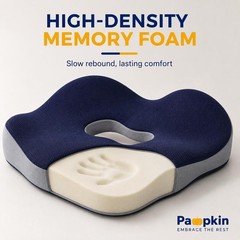 Memory Foam Seat Cushion for Tailbone & Lower Back Pain Relief | Contoured Desig