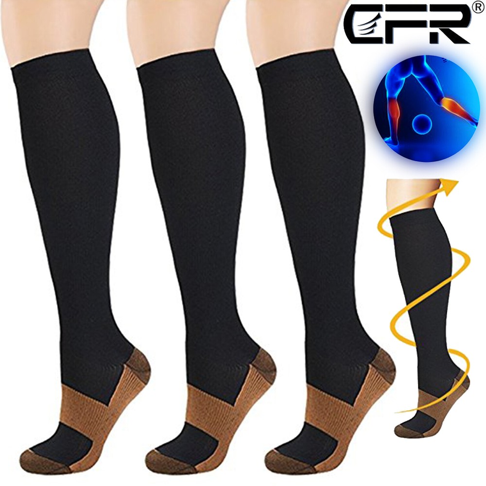 Copper Compression Socks Pressure Varicose Leg Support Long Stockings Men Women