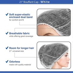Global Industrial Polypropylene Bouffant Cap 21″ White 100/Bag