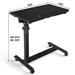 Adjustable Overbed Bedside Table, Hospital Bed Table with Wheels, Portable Ro…